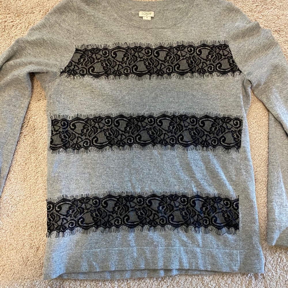 J. Crew lace trimmed sweater
